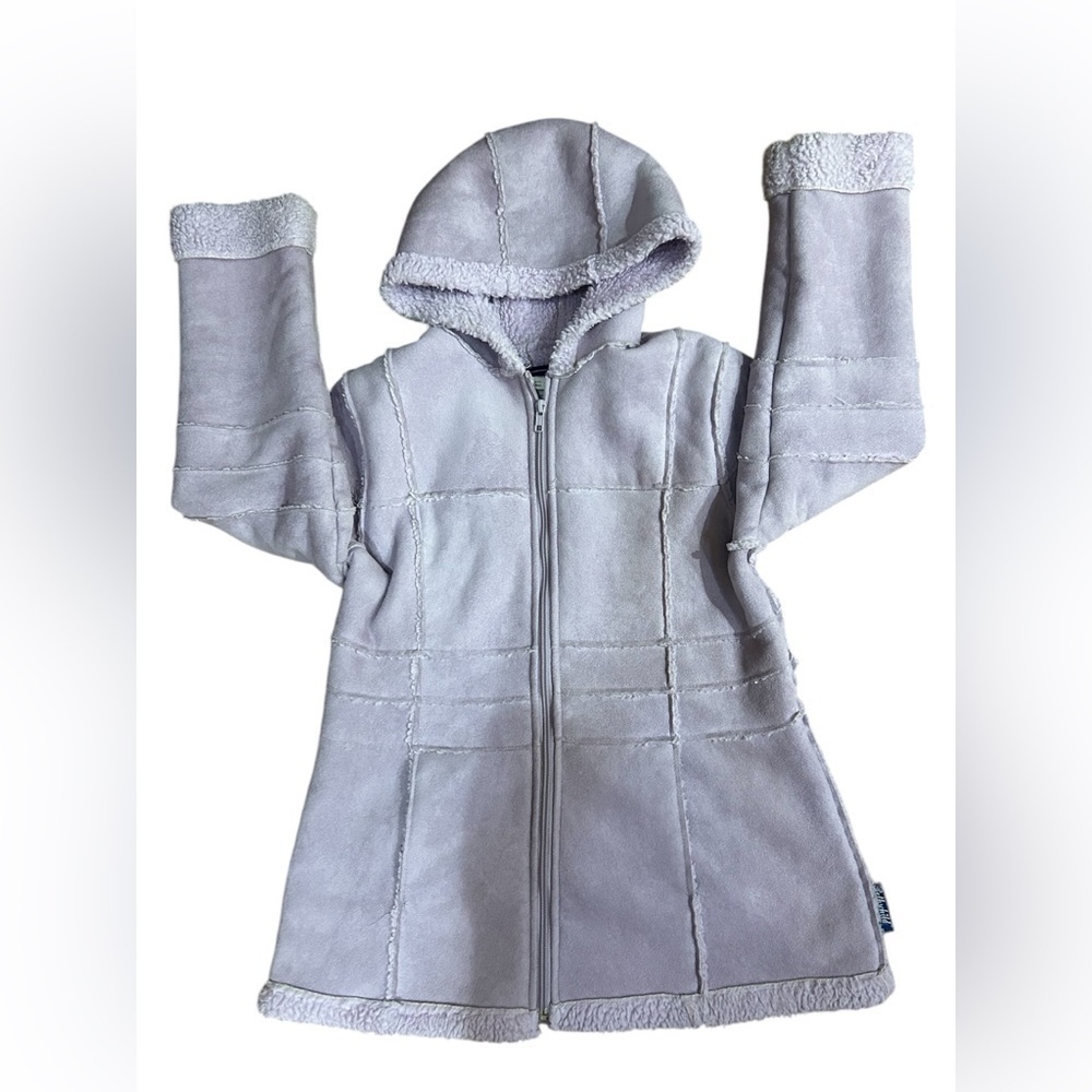 Rothschild Lavender UGGcore Faux Shearling Sherpa Hooded Zip Coat Girls 14